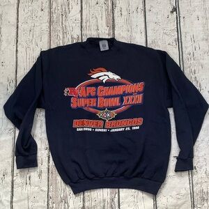 Vintage Denver Broncos Super Bowl XXXII Logo 7 NFL Football Crewneck Sweatshirt